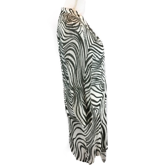Peck & Peck Charcoal Gray Zebra Stripe Duster Sz L - Picture 4 of 8